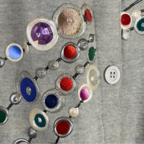 Vintage With Love Designs Inc. Embellished Gray Cardigan - Size Medium Large - Picture 8 of 12